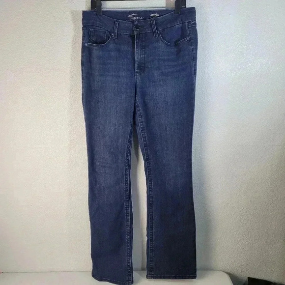 Seven7 Jeans Womens 10 Tummyless High Rise Boot Cut Medium Wash Whiskered - Picture 1 of 13